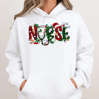 Plaid Festive Medical Hoodie, Christmas Nurse Hoodie, Nursing Student Holiday Hooded Sweatshirt, Adorable Xmas Nurse Hoodie, RN Winter Present