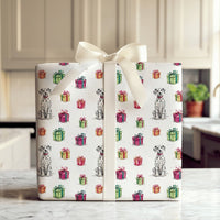 Watercolor Dog Gift Wrap, Dalmatian Christmas Wrapping Paper, Adorable Puppy Present Wrapping Paper Roll, Dog Lover Holiday Gift Wrap