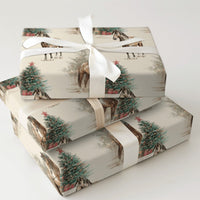 Equestrian Christmas Tree Gift Wrap, Watercolor Horse Wrapping Paper, Rustic Country Horse Wrapping Paper, Holiday Equestrian Gift Wrap