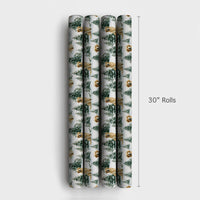 Snowy Pine Tree Dog Gift Wrap, Golden Retriever Wrapping Paper, Winter Landscape Wrapping Paper, Christmas Pet Gift Wrap, Holiday Dog Paper