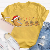 Adorable Snowflake Christmas Tee, Christmas Biscuit Santa Hat Shirt, Holiday Biscuit T-Shirt, Winter Cookie Shirt, Christmas Present for Women