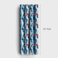 Coastal Beach Holiday Gift Wrap, Surfing Santa Christmas Wrapping Paper, Ocean Wave Santa Wrapping Paper