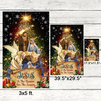 Nativity Scene Holiday Yard Flag, Jesus Is the Reason for the Season Christmas Garden Flag, Double Sided Christian Winter Lawn Flag