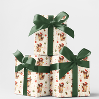 Festive Santa Hat Dog Gift Wrap, Papillon Christmas Wrapping Paper, Papillon Dog Holiday Wrapping Paper, Adorable Xmas Pet Present Paper