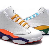 Sneakers, White Orange Colorway, Lace Up Design, Casual Gift for Sneaker Fans