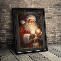 Christmas Ornament Canvas Print, Vintage Santa Claus Canvas Art, Holiday Wall Art Decor, Festive Santa Wall Decor, Frameless Canvas Present