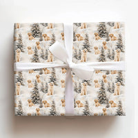 Snowy Puppy Holiday Gift Wrap, Golden Retriever Christmas Wrapping Paper, Winter Dog Xmas Wrapping Paper, Animal Lover Gift Wrap Roll