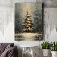 Snowy Winter Forest Canvas Art, Impressionist Christmas Tree Canvas Print, Holiday Pine Tree Canvas Decor, Rustic Winter Wall Art Present