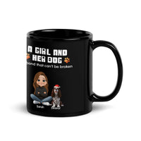 Custom Girl and Dog Illustration Coffee Mug, Personalized Dog Mom Ceramic Mug, Christmas Pet Lover Cup, Adorable Holiday Dog Parent Present
