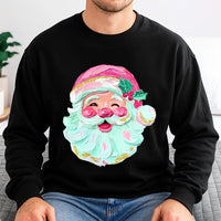 Oil Painting Brushstroke Graphic Sweater, Retro Santa Christmas Sweatshirt, Preppy Holiday Crewneck, Aesthetic Xmas Pullover Present