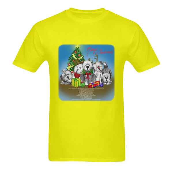 Holiday Sheepdog Graphic Tee, 12 Pups of Christmas Dog Shirt, Humorous Christmas Dog Lover T-Shirt, Two Sided Winter Dog Love