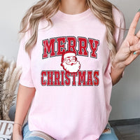 Distressed Retro Santa Graphic Tee, Merry Christmas Santa T-Shirt, Vintage Holiday Classic Shirt, Festive Christmas Apparel for Men Women