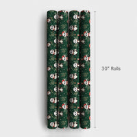 Adorable Santa Hat Bear Gift Wrap, Christmas Panda Wrapping Paper, Winter Holiday Wrapping Paper, Animal Lover Festive Gift Wrap Roll