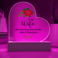 Poinsettia LED Night Light Plaque, To My Wife Christmas Heart Acrylic Plaque, Romantic Wife Acrylic Heart Plaque, Holiday Present for Her