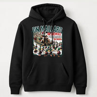 Santa Sleigh Mallard Duck Sweatshirt, Duck Hunting Christmas Hoodie, Humorous Waterfowl Hunter Pullover, Winter Hunting Graphic Hoodie