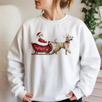 Santa Sleigh Dog Lover Sweatshirt, Goldendoodle Christmas Sweatshirt, Adorable Xmas Puppy Graphic Crewneck, Holiday Pet Owner Present Sweatshirt