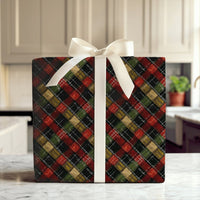 Rustic Holiday Plaid Gift Wrap, Diagonal Tartan Plaid Christmas Wrapping Paper, Vintage Winter Wrapping Paper Roll, Festive Present Paper