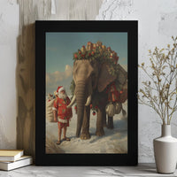 Whimsical Holiday Animal Canvas Art, Tropical Santa Claus Elephant Canvas, Festive Safari Christmas Canvas Print, Winter Wildlife Decor Present