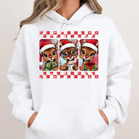 Festive Deer Graphic Hoodie, Christmas Reindeer Hoodie, Adorable Holiday Animal Pullover, Winter Xmas Hooded Sweatshirt, Comfy Holiday Present