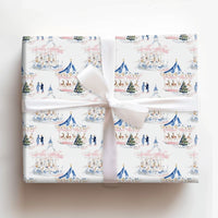 Festive Reindeer Holiday Gift Wrap, Watercolor Christmas Carousel Wrapping Paper, Whimsical Winter Wrapping Paper, Seasonal Gift Wrap Roll