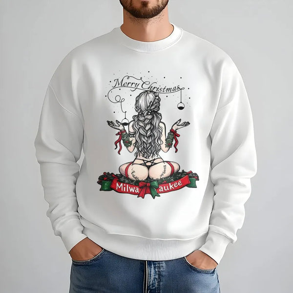 Milwaukee Braid Girl Crewneck, Merry Christmas Milwaukee Sweatshirt, Retro Holiday Sweatshirt, Festive Xmas Pullover, Christm