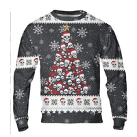 Gothic Holiday Christmas Sweater, Skull Christmas Tree Ugly Sweater, Spooky Santa Hat Sweater, Retro Alternative Xmas Sweatshirt
