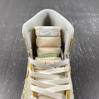 High Top Sneakers, Off White Yellow Colorway, Leather Footwear, Lace Up Design, Casual Gift for Sneaker Fans