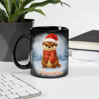 Personalized Holiday Animal Coffee Mug, Christmas Otter Mug, Festive Winter Otter Ceramic Mug, 11oz 15oz Seasonal Xmas Present