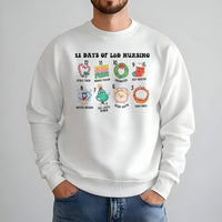 Humorous Labor and Delivery Nurse Xmas Pullover, 12 Days of L&D Nursing Sweatshirt, OB Nurse Holiday Crewneck, Hospital Staff Christmas Present