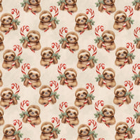 Adorable Sloth Gift Wrap, Christmas Sloth Wrapping Paper, Watercolor Candy Cane Wrapping Paper, Holiday Sloth Gift Wrap, Winter Present Paper