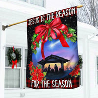 Nativity Scene Christian Christmas Yard Flag, Jesus Is the Reason for the Season Garden Flag, Holy Family Double Sided Religious Garden Flag