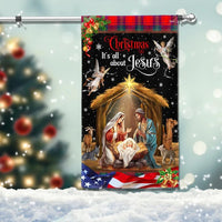 It's All About Jesus Yard Flag, Christmas Nativity Garden Flag, Holy Family Religious Christmas Flag, Double Sided Holiday Decor