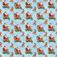 Humorous Reindeer Christmas Gift Wrap, Santa Riding Scooter Wrapping Paper, Retro Holiday Wrapping Paper, Xmas Present Wrap Roll