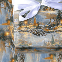 Lighthouse Christmas Gift Wrap, Snowy Coastal Village Wrapping Paper, Nautical Winter Wrapping Paper Roll, Holiday Seaside Present Paper