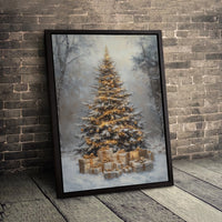 Winter Forest Landscape Print, Snowy Christmas Tree Canvas Art, Christmas Tree Digital Download, Holiday Pine Canvas Print, Winter Decor