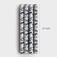 Adorable Winter Animal Gift Wrap, Watercolor Penguin Wrapping Paper, Arctic Bird Holiday Present Wrap, Baby Shower Christmas Wrapping Paper
