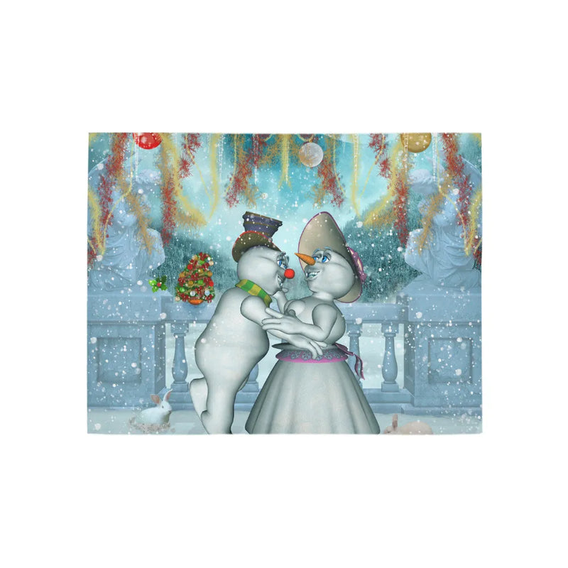 Festive Winter Holiday Hallway Runner Rug, Christmas Dancing Snowman Runner Rug, Adorable Xmas Floor Mat, Seasonal Decor, Christmas Present