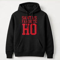 Humorous Adult Christmas Sweatshirt, Santa's Favorite Ho Hoodie, Naughty Xmas Holiday Party Pullover, Sarcastic Santa Hooded Sweatshirt