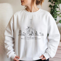 Minimalist Nativity Christmas Sweatshirt, A Thrill of Hope Sweatshirt, Christian Faith Sweatshirt, Line Art Nativity Crewneck, Holiday Present