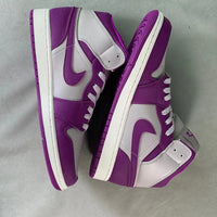 Retro Mid Top Basketball Shoes, Purple Gray Colorway, Lace Up Design, Casual Gift for Shoe Lovers