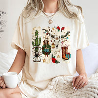 Western Boots Christmas Shirt, Cowgirl Christmas T-Shirt, Festive Country Graphic Tee, Retro Xmas Tee, Western Christmas Present for Women