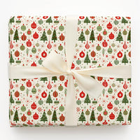 Mid-Century Ornament Gift Wrap, Retro Christmas Wrapping Paper, Vintage Tree Holiday Wrapping Paper, Festive Christmas Paper Roll