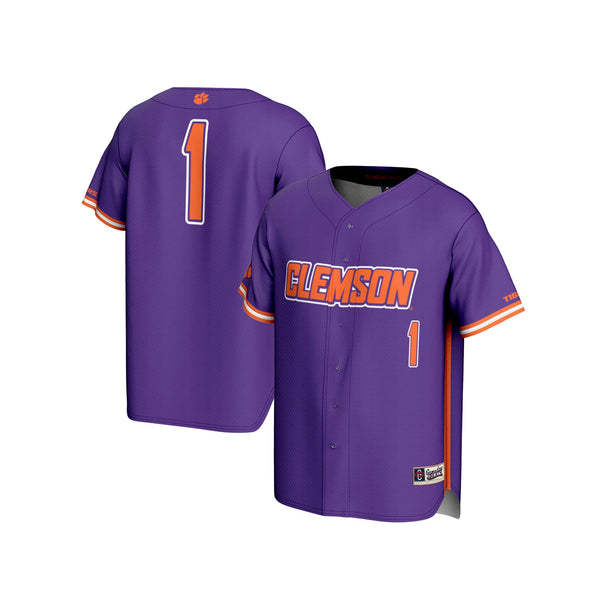 #1 Clemson Tigers Lightweight Baseball Fashion Jersey - Purple