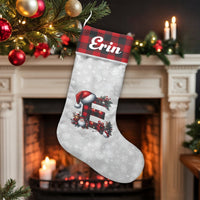 Personalized Letter Monogram Stocking, Buffalo Plaid Initial Christmas Stocking, Rustic Farmhouse Holiday Stocking, Custom Family Stocking