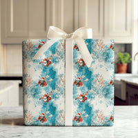 Ocean Coral Holiday Gift Wrap, Watercolor Scuba Santa Wrapping Paper, Scuba Diver Christmas Wrapping Paper, Underwater Gift Wrap Roll