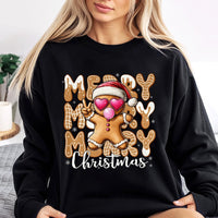 Retro Holiday Cookie Graphic Crewneck, Gingerbread Man Christmas Sweatshirt, Adorable Merry Xmas Pullover, Festive Winter Holiday Apparel