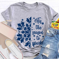 Festive Holiday Graphic Shirt, Tis the Season to Sparkle Snowflake T-Shirt, Winter Sparkle Christmas Tee, Womens Seasonal Holiday Shirt