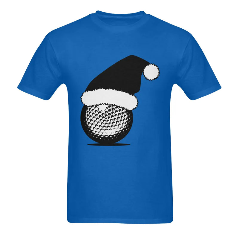 Humorous Golfer Holiday Tee, Santa Hat Golf Ball Christmas Shirt, Retro Golf Lover Sports Graphic T-Shirt, Christmas Present for Golfers