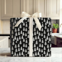 Snowy Pine Tree Gift Wrap, Black and White Christmas Wrapping Paper, Modern Winter Wrapping Paper, Monochrome Holiday Present Wrap Roll