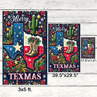 Merry Texmas Double Sided Holiday Yard Flag, Texas Christmas Garden Flag, Lone Star State Festive Flag, Southern Winter Outdoor House Decor